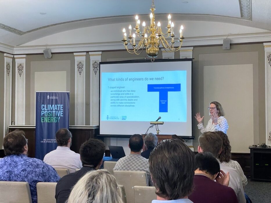 Emily Moore presents to an audience