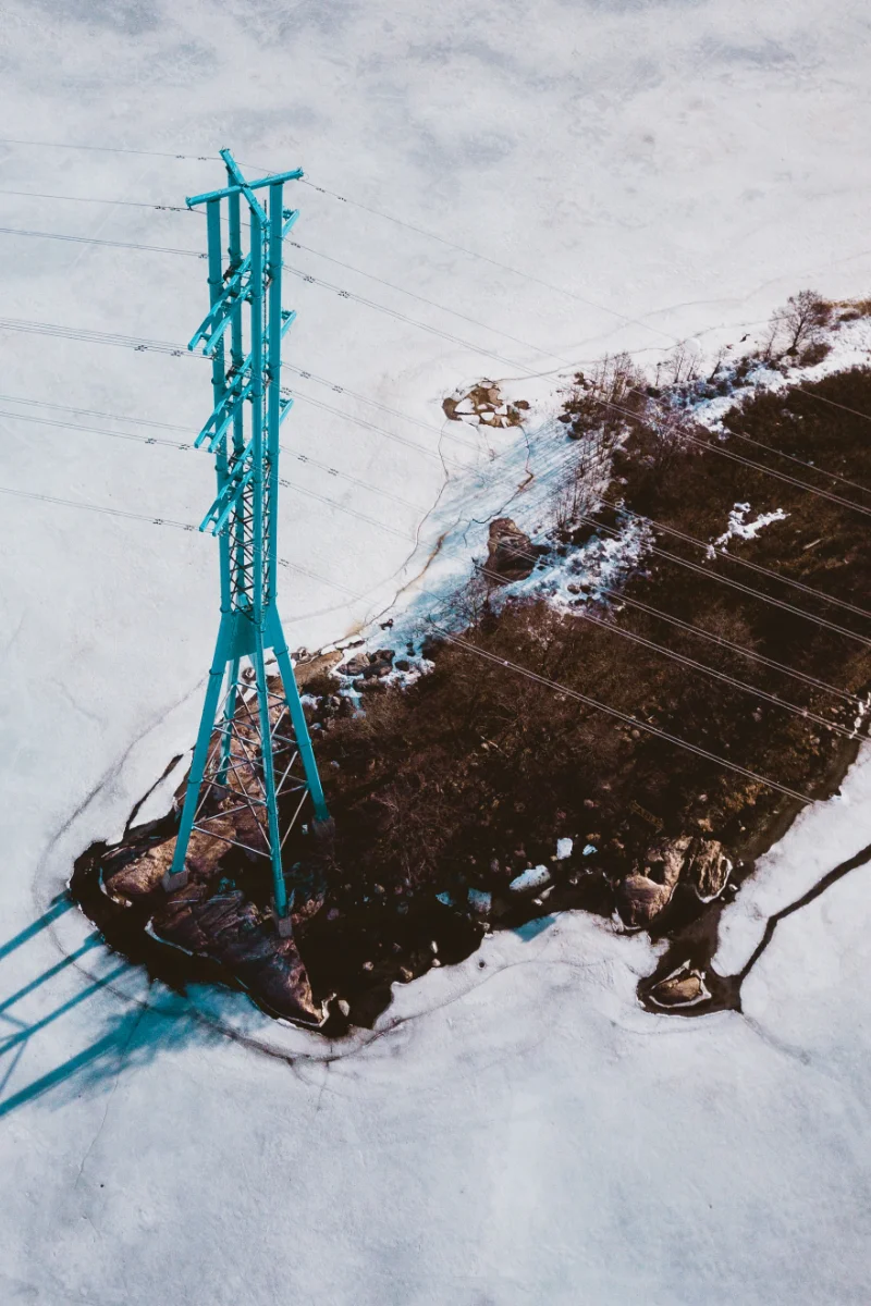 grid tower in snow grid tower in snow